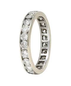 Contemporary 1.61 CTW Diamond 14 Karat White Gold Eternity Wedding Band Ring