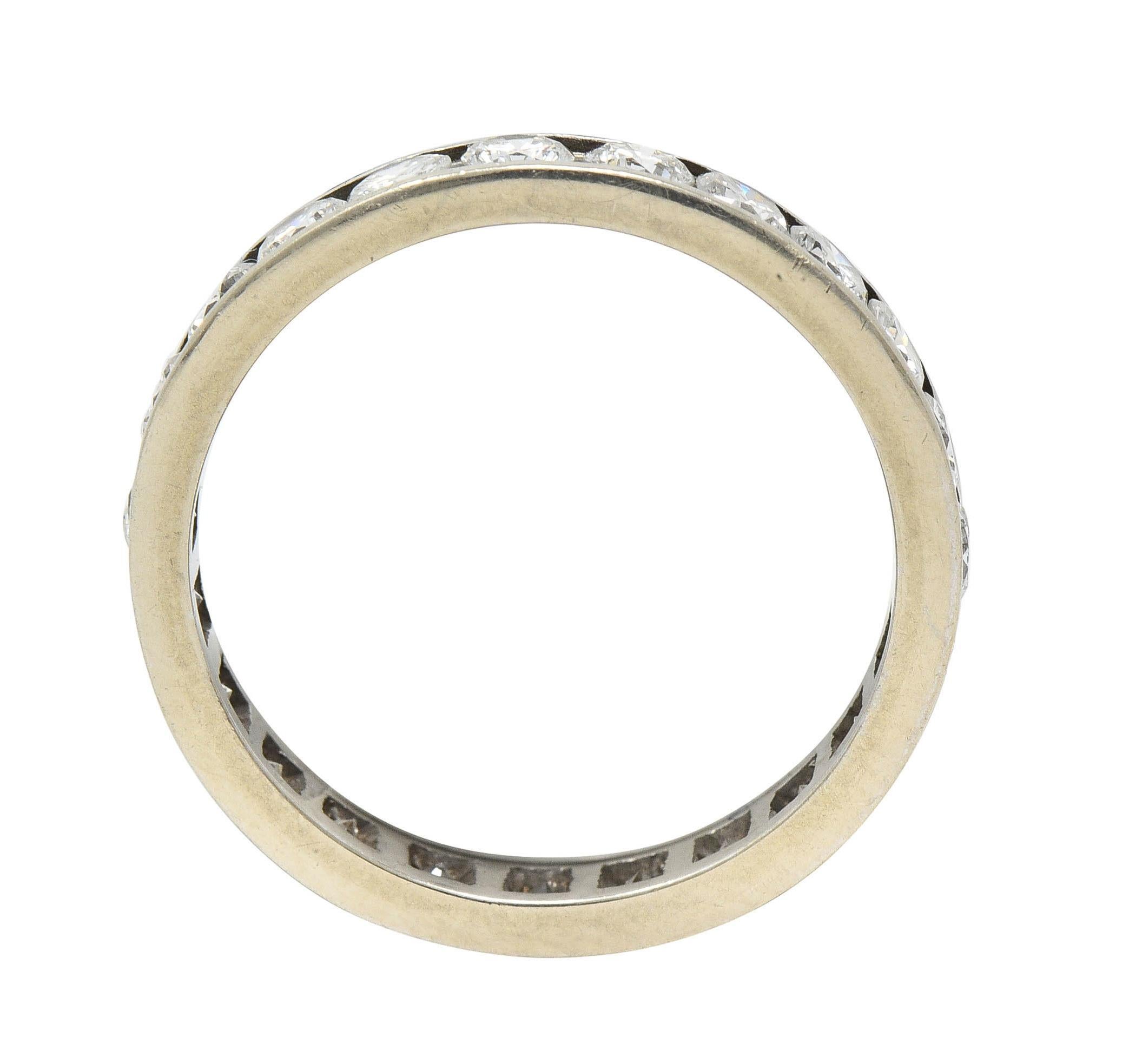 Women's Contemporary 1.61 CTW Diamond 14 Karat White Gold Eternity Wedding Band Ring For Sale