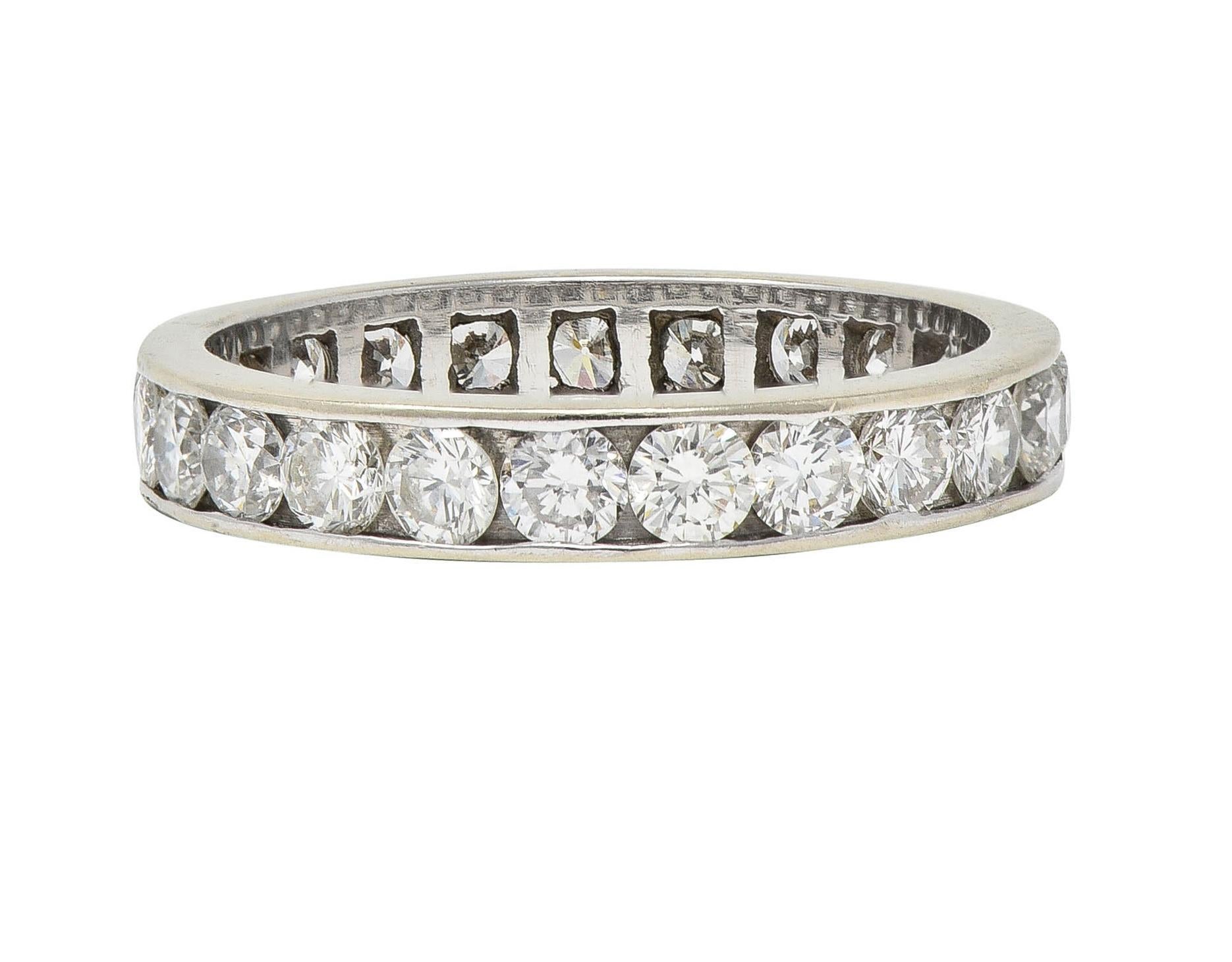 Contemporary 1.61 CTW Diamond 14 Karat White Gold Eternity Wedding Band Ring For Sale 2