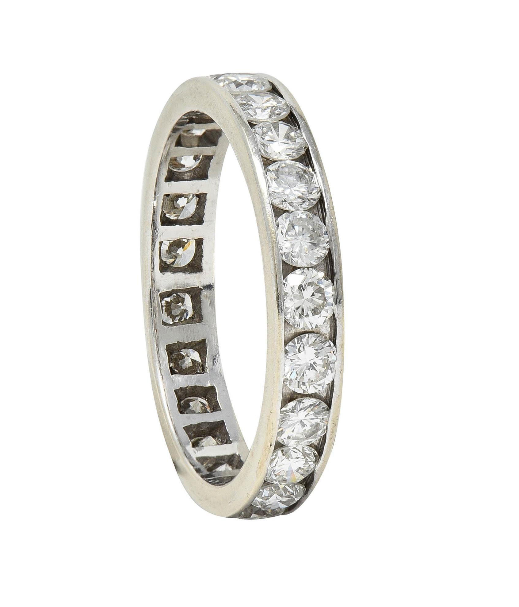 Contemporary 1.61 CTW Diamond 14 Karat White Gold Eternity Wedding Band Ring For Sale 3
