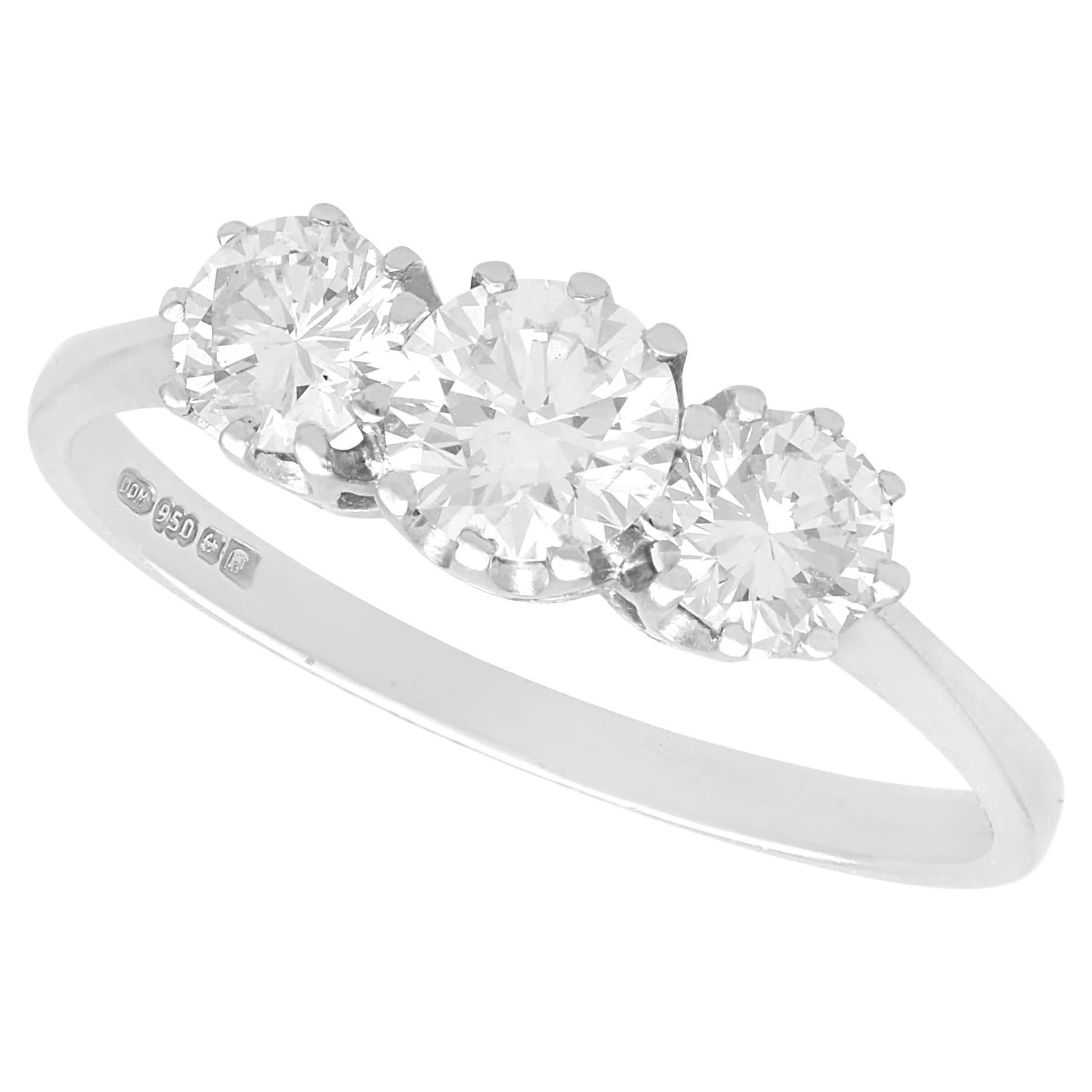 Contemporary 1.62 Carat Diamond and Palladium Trilogy Ring Circa 2010