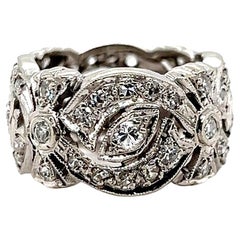 Contemporary 1.62 TCW Diamond Miligrain Openwork White Gold Wedding Band