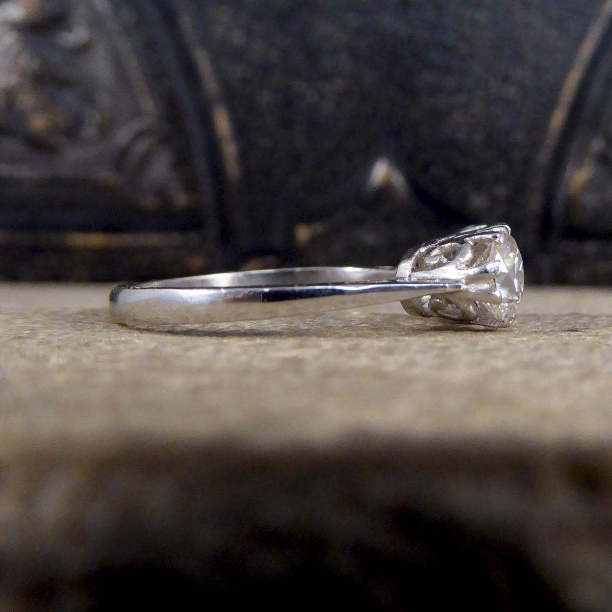 Art Deco Contemporary 1.62ct Total Diamond Three Stone Ring in Platinum