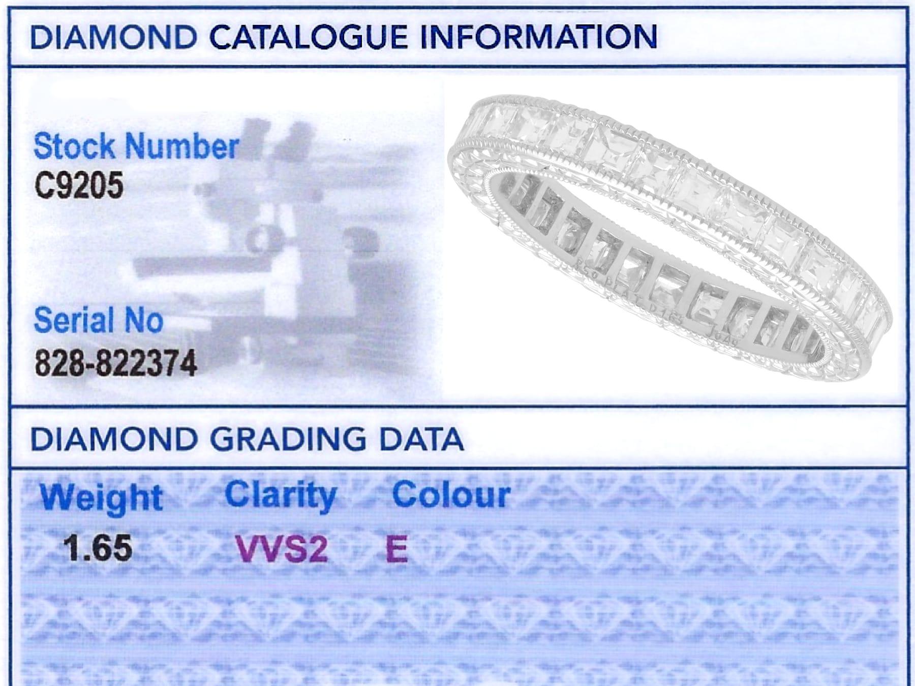Anello a Eternità Completa in Platino e Diamante da 1,65 Carati Circa 2024 in vendita 2