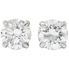 Contemporary 1.65 Carat Diamond Platinum Stud Earrings GIA