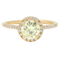 Bague de fiançailles Contemporary 1.65 CTW Fancy Yellow Diamond Halo Gold 18K GIA