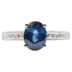 Contemporary 1.65ct Sapphire & Diamond Hand Engraved Engagement Ring