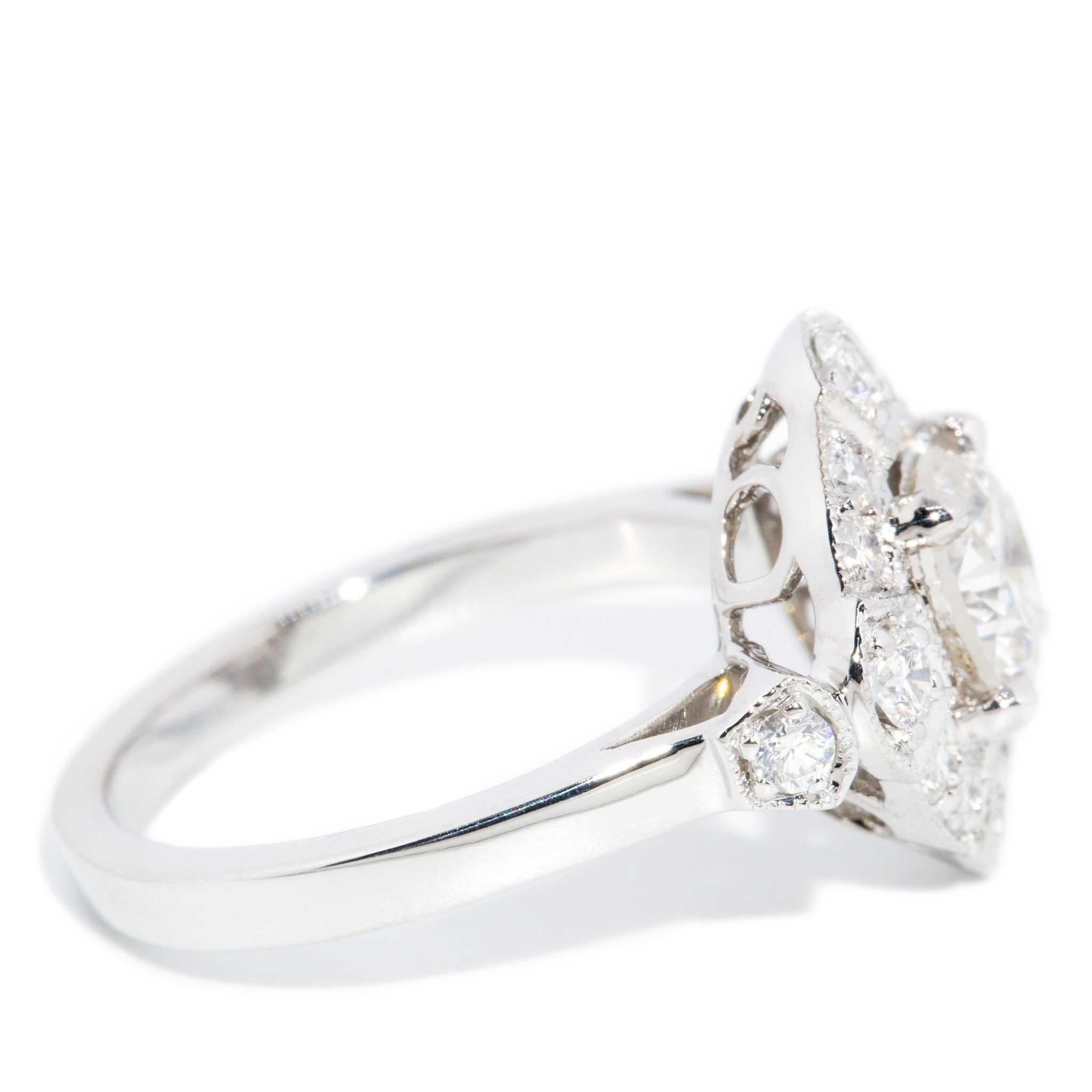 Contemporary 1.70ct Diamond Art Deco Inspired Ring 18ct White Gold For Sale 6