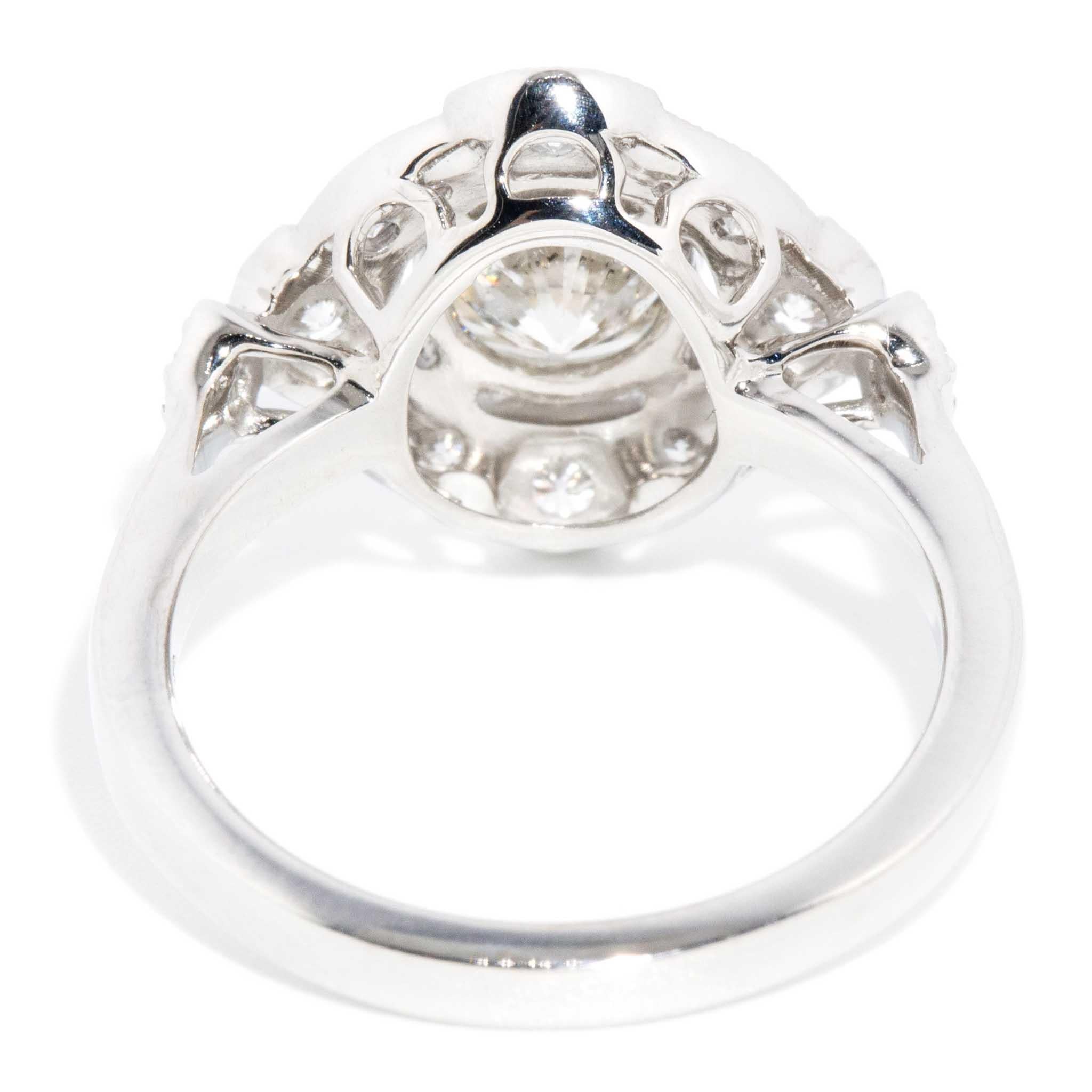 Contemporary 1.70ct Diamond Art Deco Inspired Ring 18ct White Gold For Sale 10