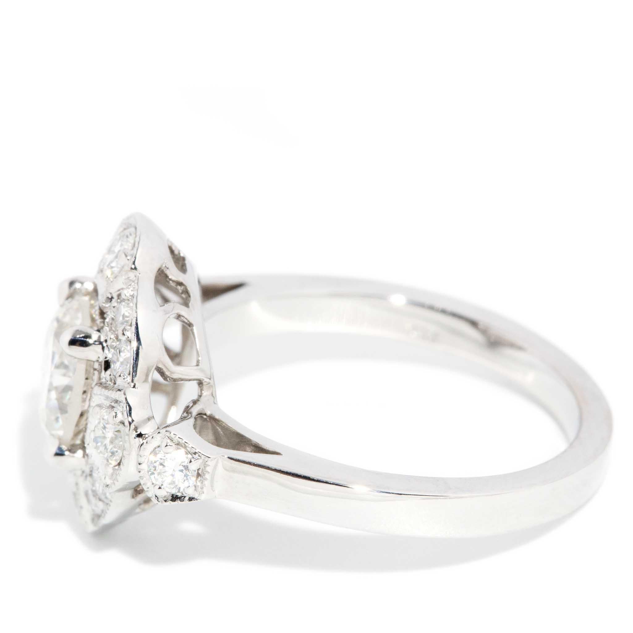 Contemporary 1.70ct Diamond Art Deco Inspired Ring 18ct White Gold For Sale 4