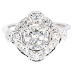 Contemporary 1.70ct Diamond Art Deco Inspired Ring 18ct White Gold