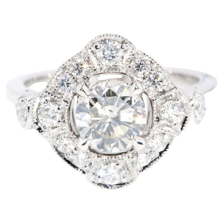 Bague contemporaine en or blanc 18 ct avec 1,70 ct de diamant d
