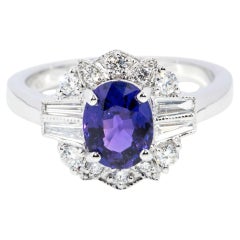 Contemporary 1,72 lila Saphir & Diamant Ring 18ct Weißgold