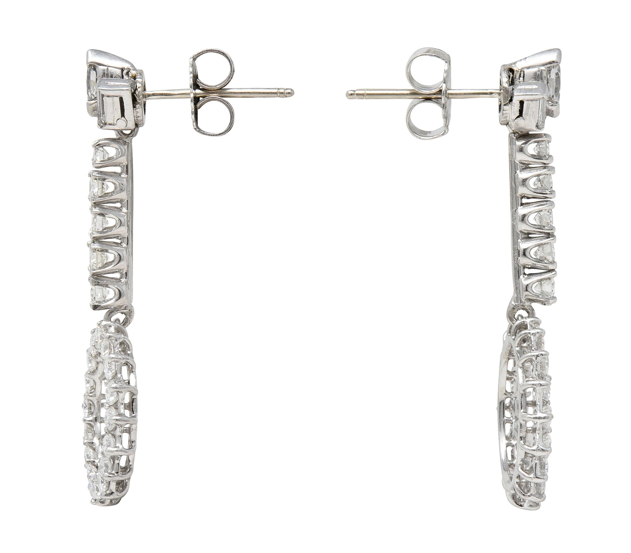 Women's or Men's Contemporary 1.74 CTW Round Brilliant Diamond Platinum Circle Drop Earrings For Sale