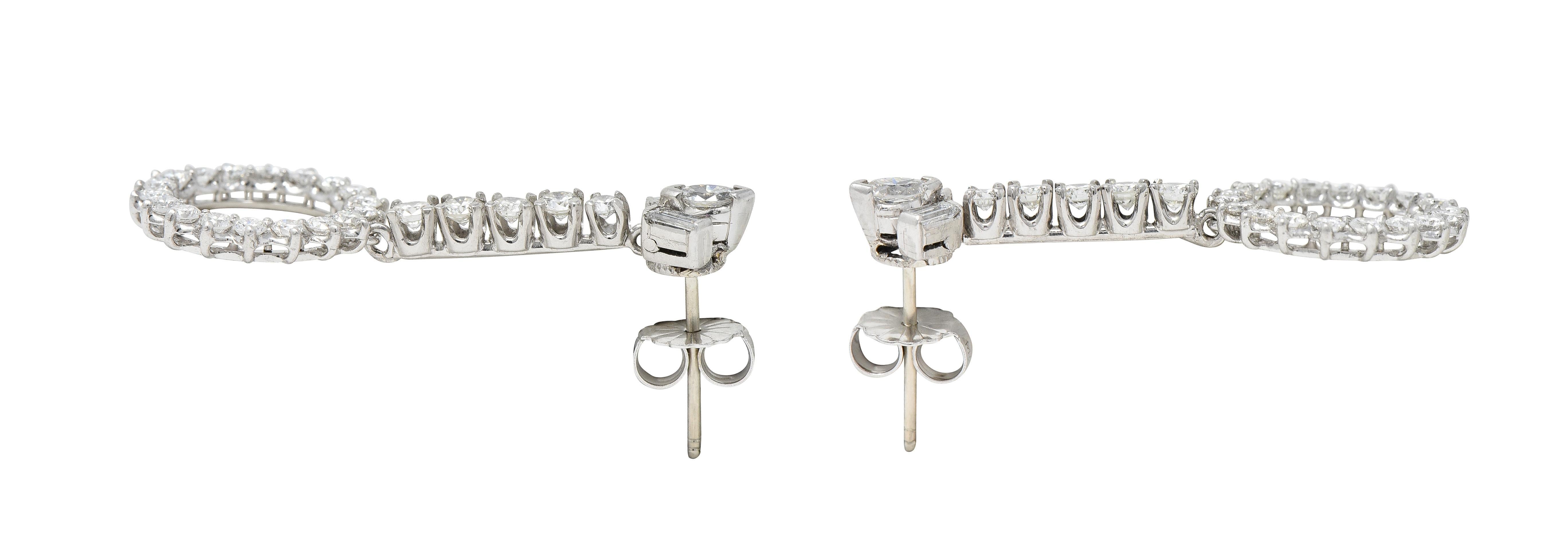Contemporary 1.74 CTW Round Brilliant Diamond Platinum Circle Drop Earrings For Sale 1