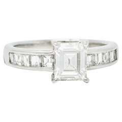 Bague de fiançailles Contemporary 1.79 CTW Step Cut Diamond Platinum Channel