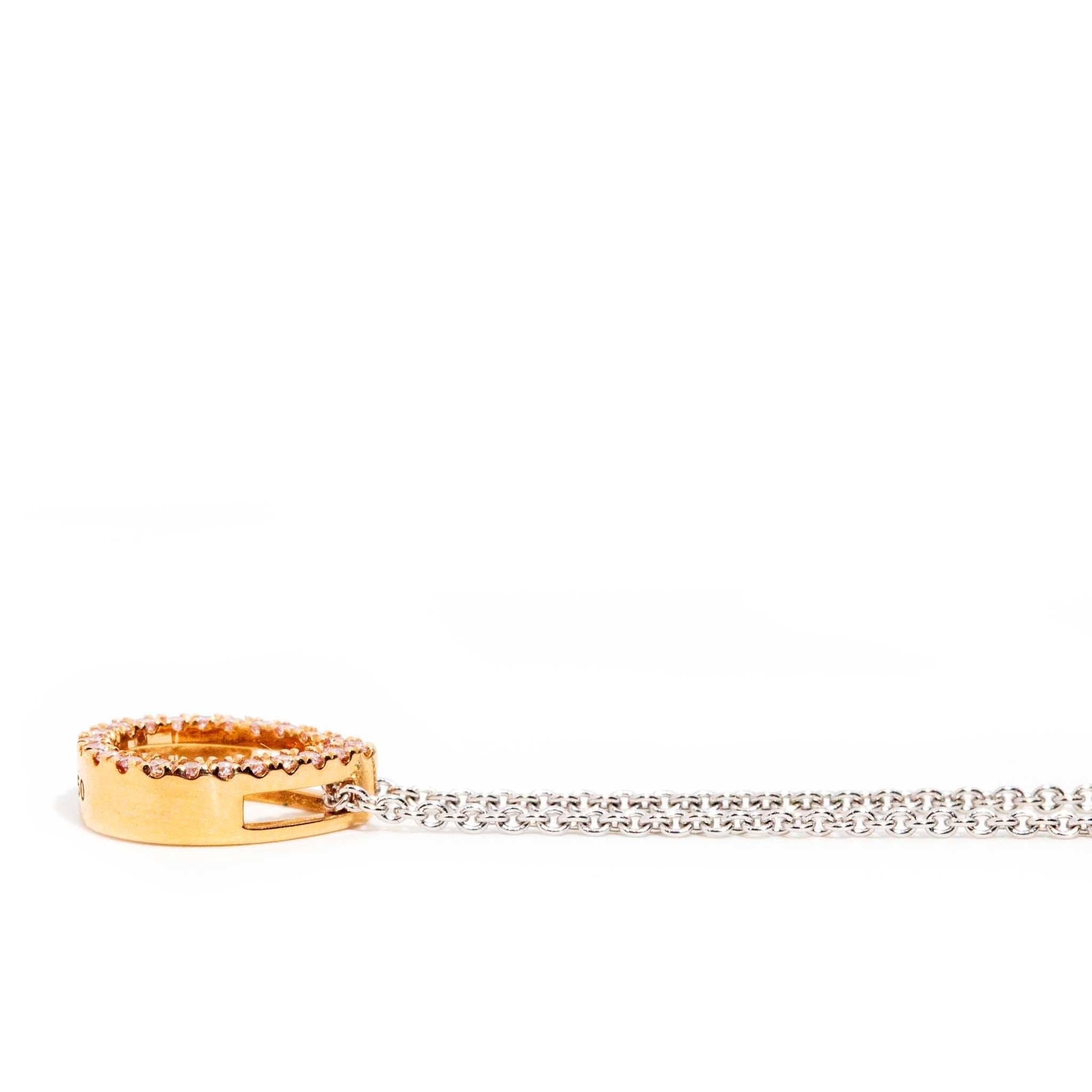 Collar Contemporáneo de Oro de 18 Quilates Argyle con Lágrima de Diamante Rosa en Nuevo estado para la venta en Hamilton, AU