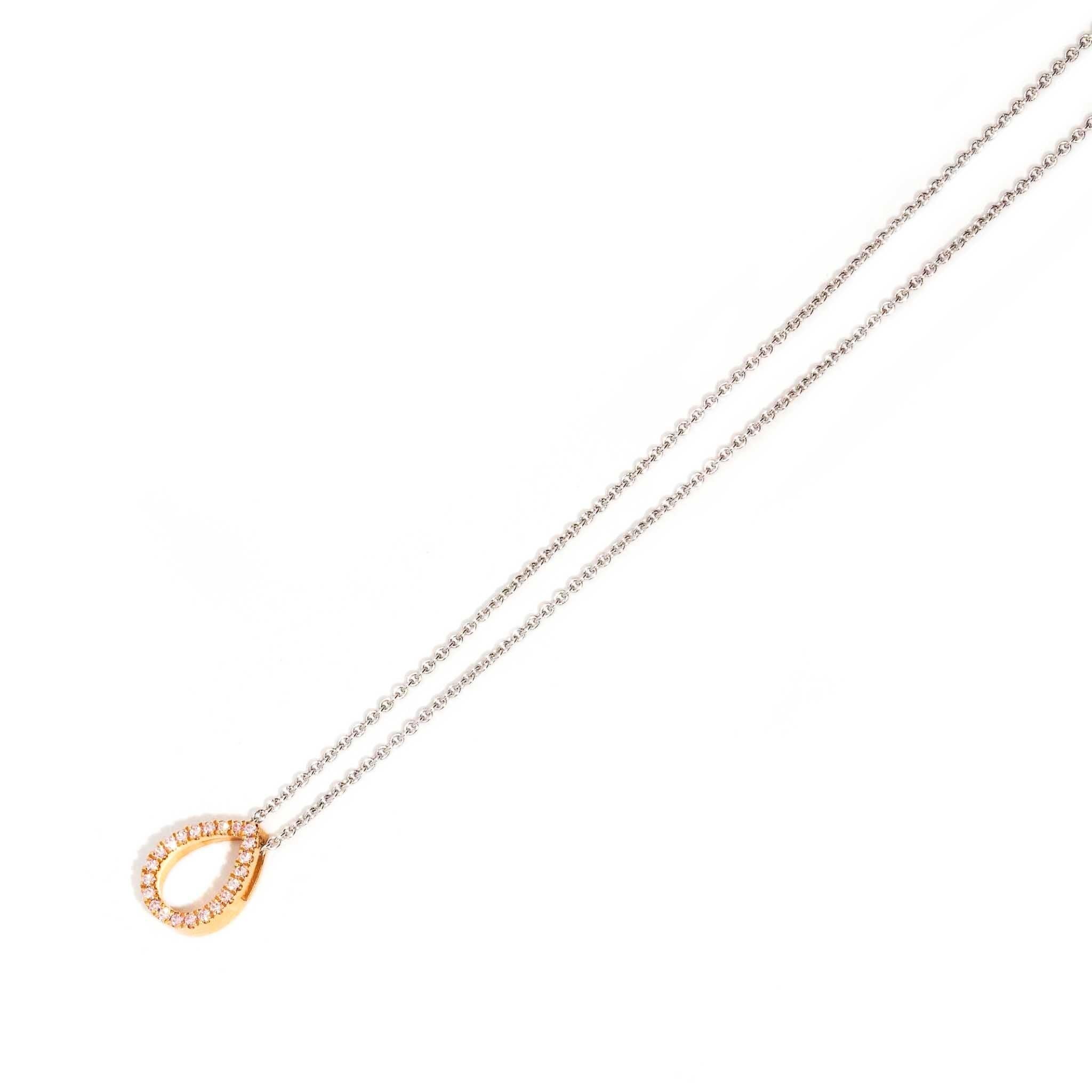 Collar Contemporáneo de Oro de 18 Quilates Argyle con Lágrima de Diamante Rosa en venta 1