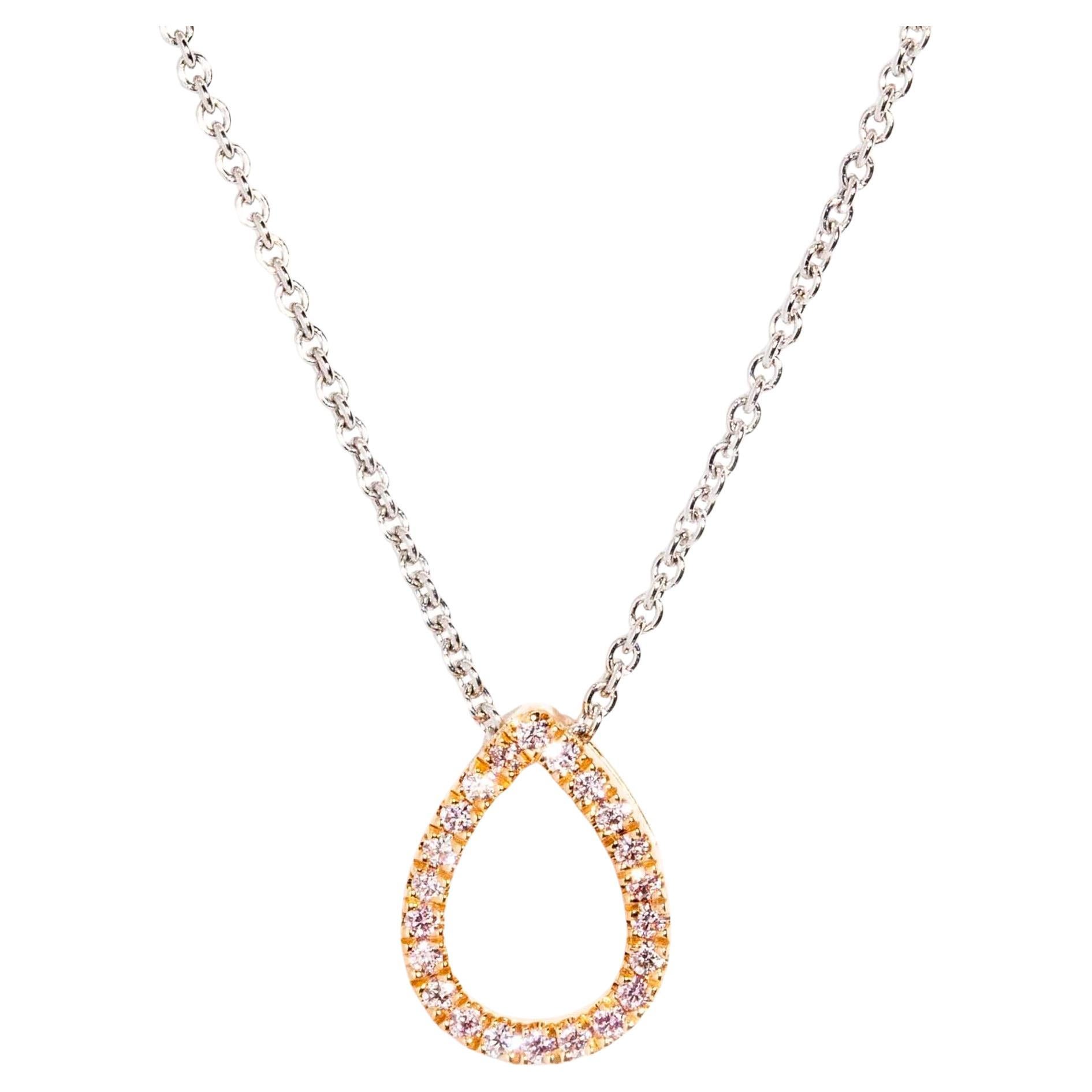 Contemporary 18 Carat Gold Argyle Pink Diamond Teardrop Necklet