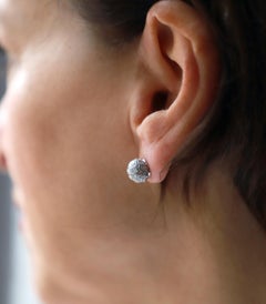 Contemporary 1.87 Carat White Diamonds 18K White Gold Round Stud Unisex Earrings