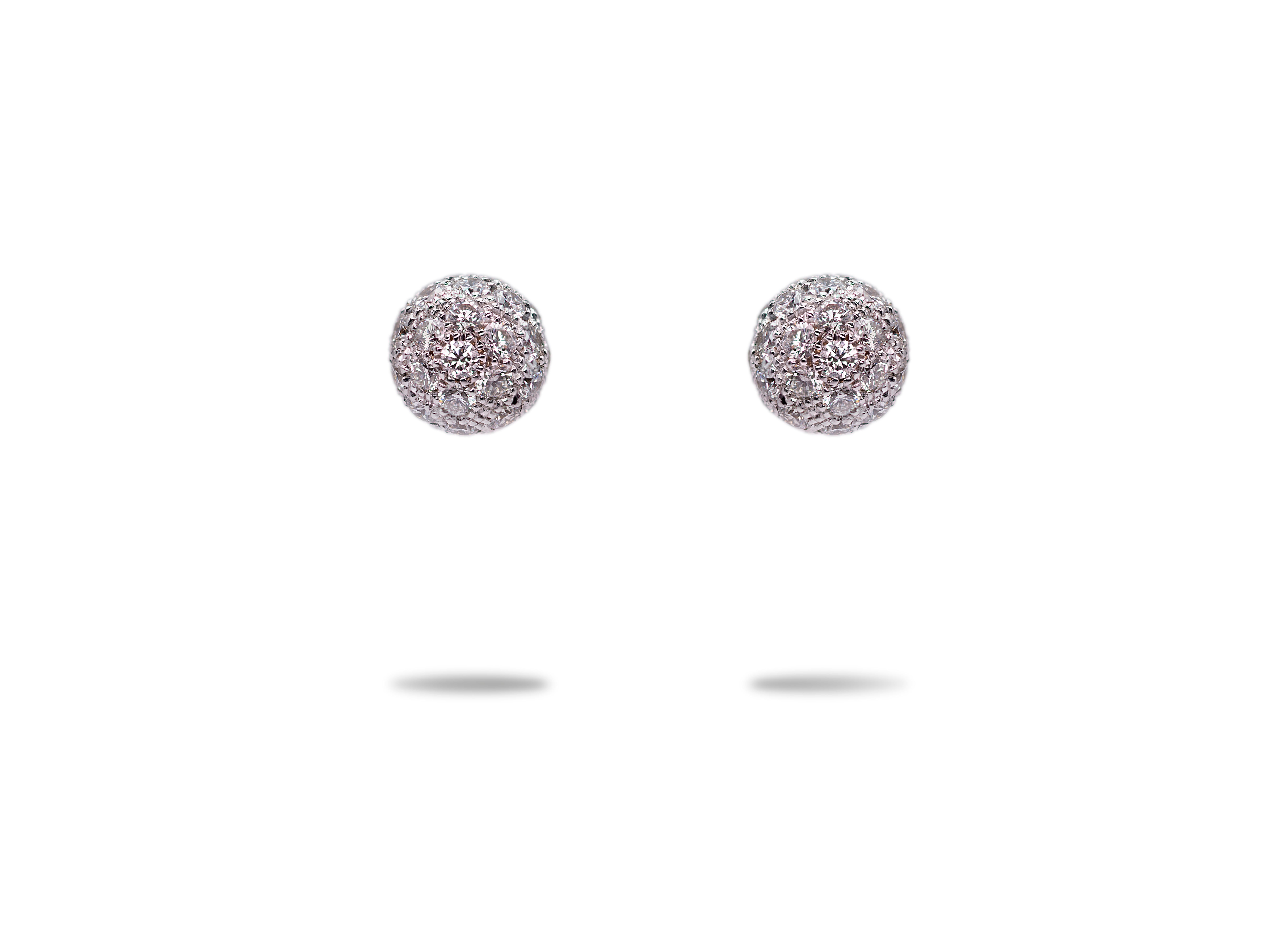 Contemporary 1.87 Carat White Diamonds 18K White Gold Round Stud Unisex Earrings For Sale 6