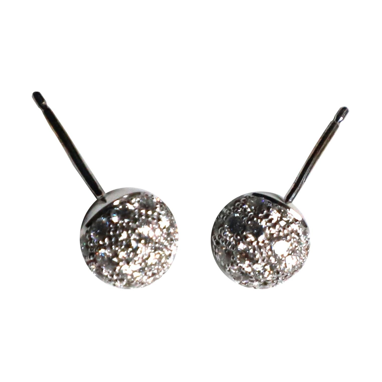 Contemporary 1.87 Carat White Diamonds 18K White Gold Round Stud Unisex Earrings For Sale