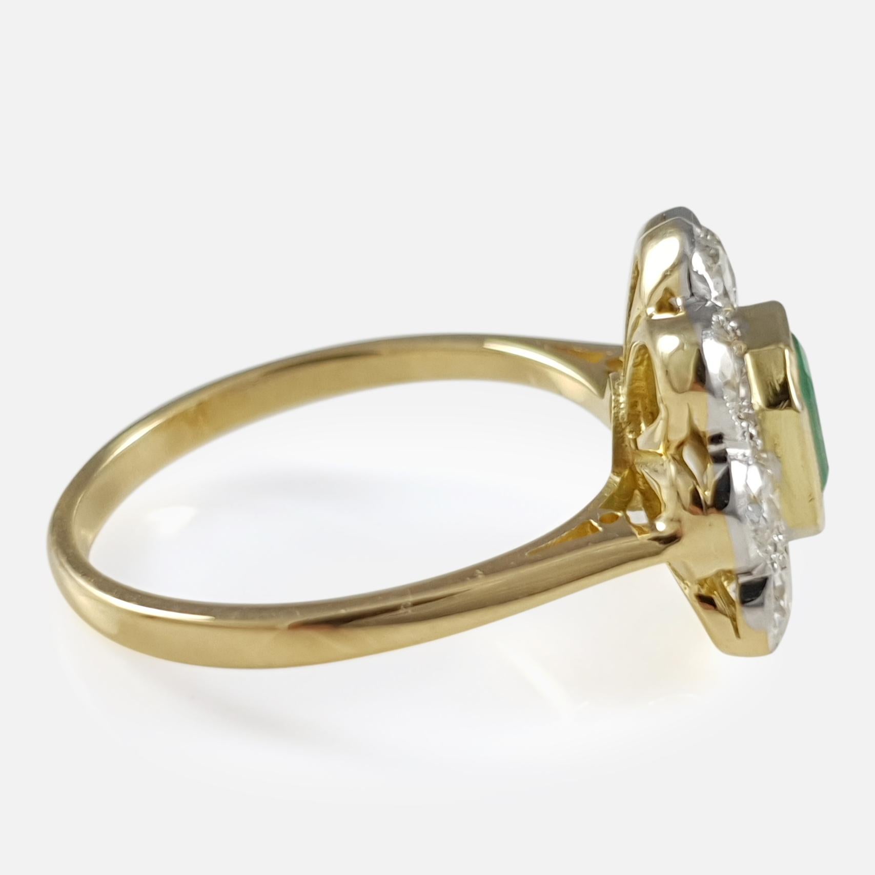 Women's Contemporary 18 Karat Gold 0.67 Carat Emerald & 1.44 Carat Diamond Cluster Ring