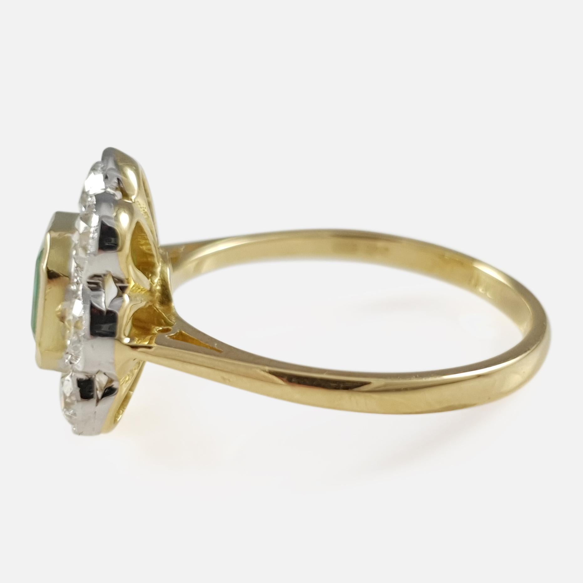 Contemporary 18 Karat Gold 0.67 Carat Emerald & 1.44 Carat Diamond Cluster Ring 3