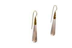 Contemporary 18 karat Gold Smokey Quartz Earrings
