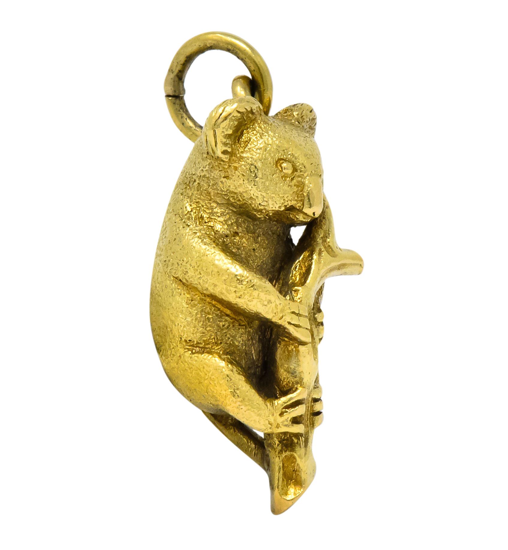 Contemporary 18 Karat Green Gold Realistic Koala Charm In Excellent Condition In Philadelphia, PA