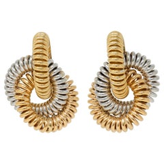 Contemporary 18 Karat Tri-Gold Coil Door Knocker Earrings