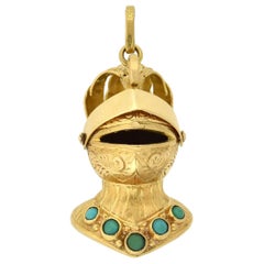 Contemporary 18 Karat Turquoise Movable "Knight in Shining Armor" Pendant