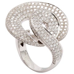 Contemporary 18 Karat White Gold Diamond Cocktail Ring Pave Set