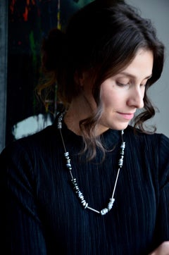 Contemporary 18 Karat White Gold Keshi Pearl Necklace