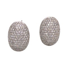 Contemporary 18 Karat White Gold Pave Diamond Earrings