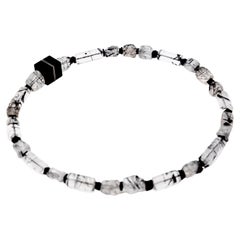 Contemporary 18 karat White Gold Tourmaline Quartz Caoutchouc Necklace