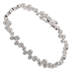 Contemporary 18 Karat White Gold White Diamond Bracelet Bezel Set