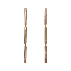 Contemporary 18 Karat Yellow and Rose Gold Diamond Drop Earrings