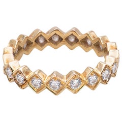  0.80 Carat White Diamonds 18 Karat Yellow Gold Contemporary Unisex Design Ring