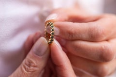 Contemporary Unisex 18 K Yellow Gold 1 Karat Black Diamonds Cubes Design Ring