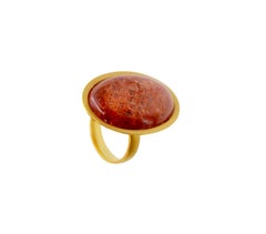 Contemporary 18 Karat Yellow Gold Aventurine Cocktail Ring