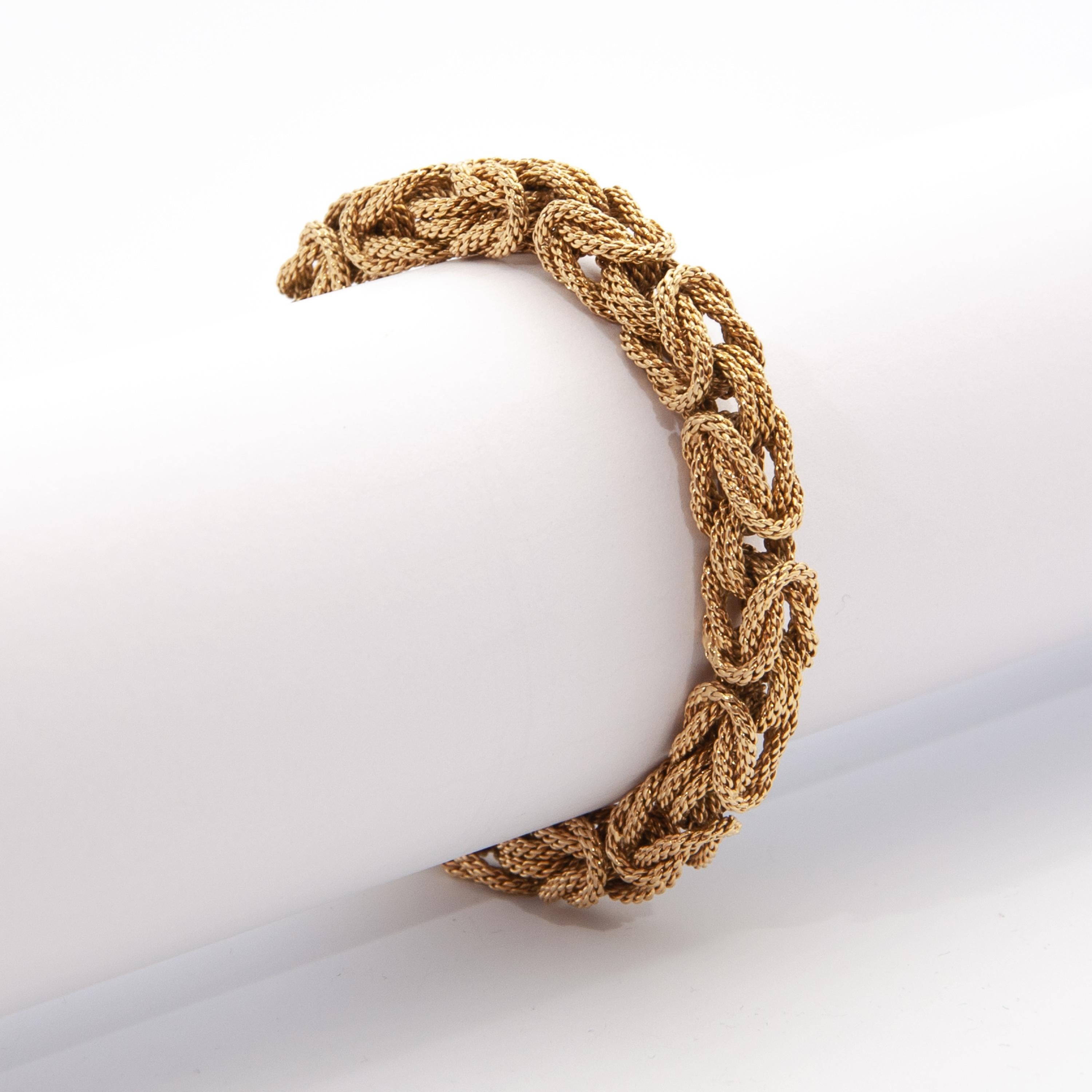 Modern 18 Karat Gold Byzantine Rope Chain Bracelet For Sale