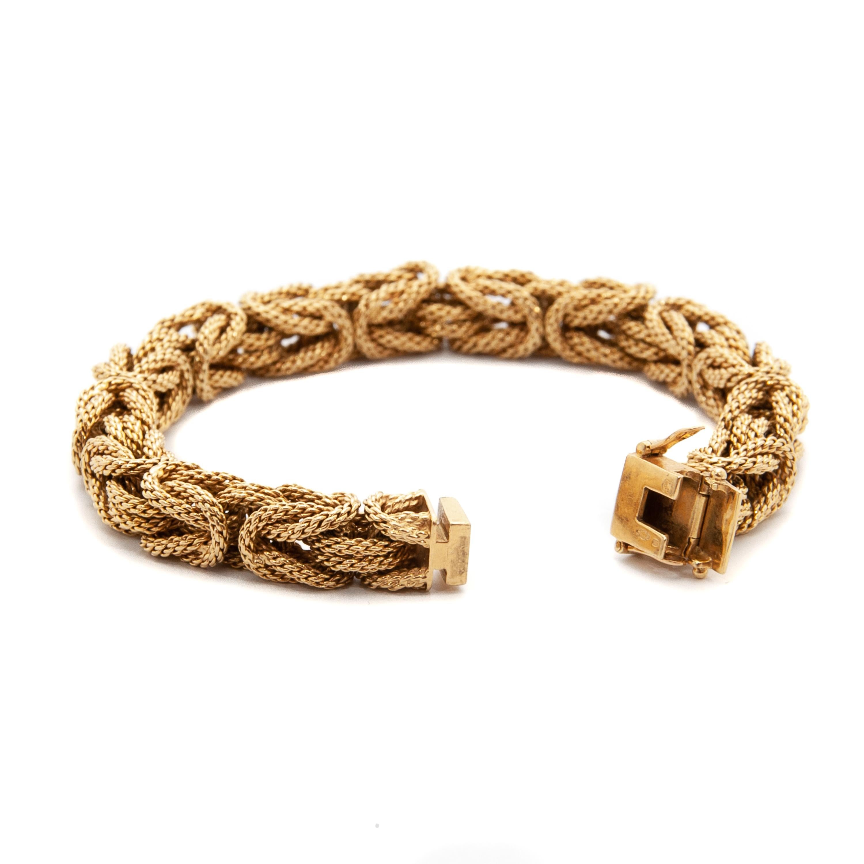 Bracelet à chaîne en forme de corde byzantine en or 18 carats Bon état - En vente à Rotterdam, NL