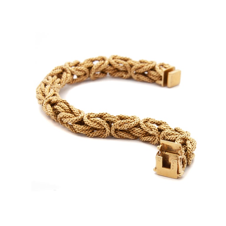 Contemporary 18 Karat Yellow Gold Braided Byzantine Kings Rope Link
