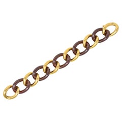 Contemporary 18 Karat Yellow Gold Ceramic Large Curb Link Bracelet