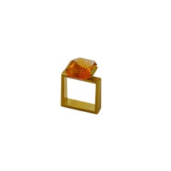 Contemporary 18 Karat Yellow Gold Citrine Cocktail Ring