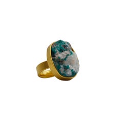 Contemporary 18 Karat Yellow Gold Dioptase Cocktail Ring