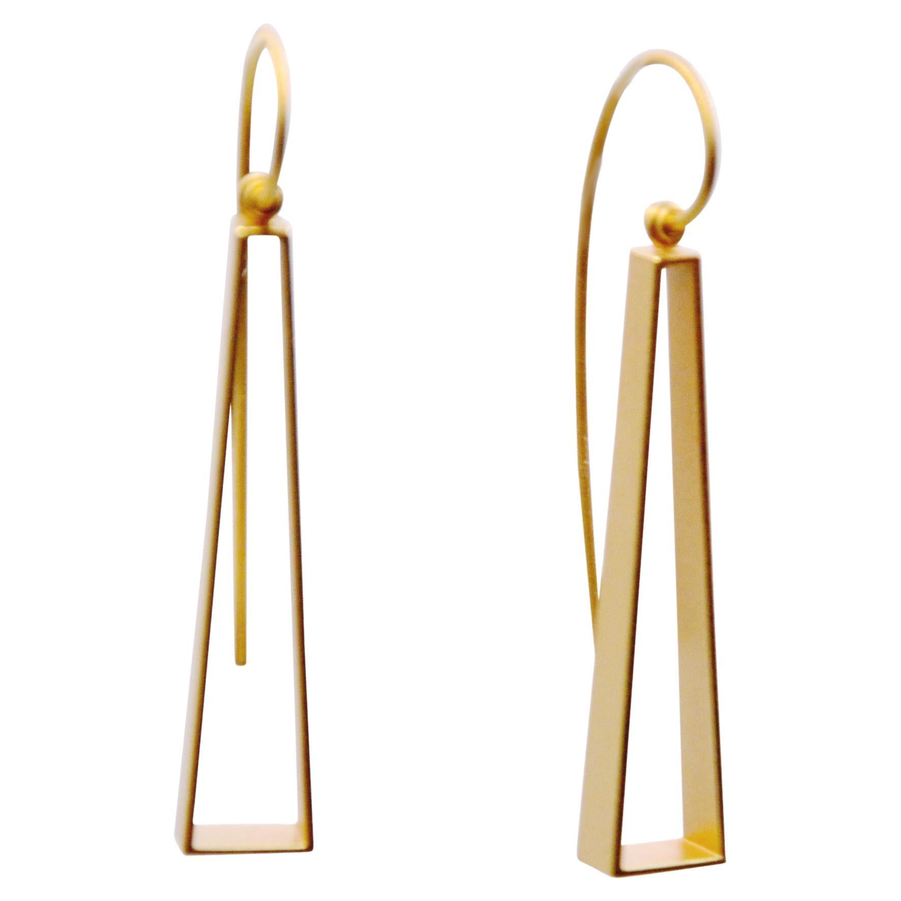 Contemporary 18 Karat Yellow Gold Earrings For Sale