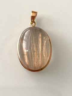 Contemporary 18-Karat Yellow Gold & Golden Rutilated Quartz Pendant