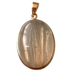 Contemporary 18-Karat Yellow Gold & Golden Rutilated Quartz Pendant